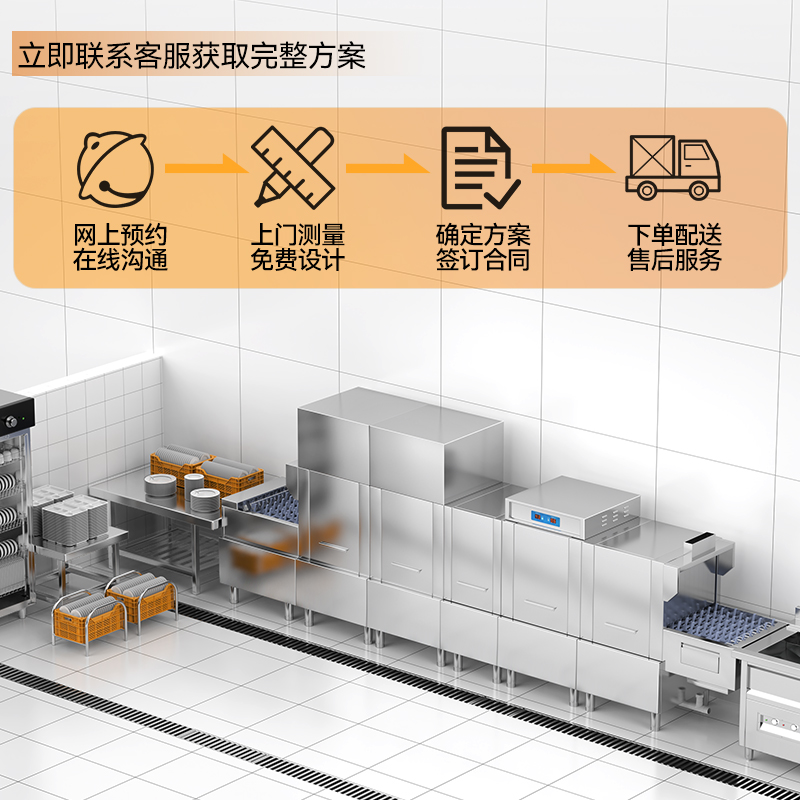 麥大廚豪華款4.6m斜插式雙缸雙噴淋單烘干洗碗機(jī)商用