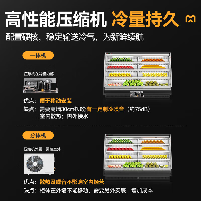 麥大廚商用5.0M豪華款風冷弧形風幕柜分體機